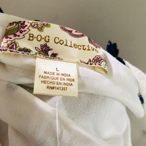 B.O.G Collective White &‎ Navy Spaghetti Strap  Peplum Top Large Polka Dot NWT - Picture 8 of 9